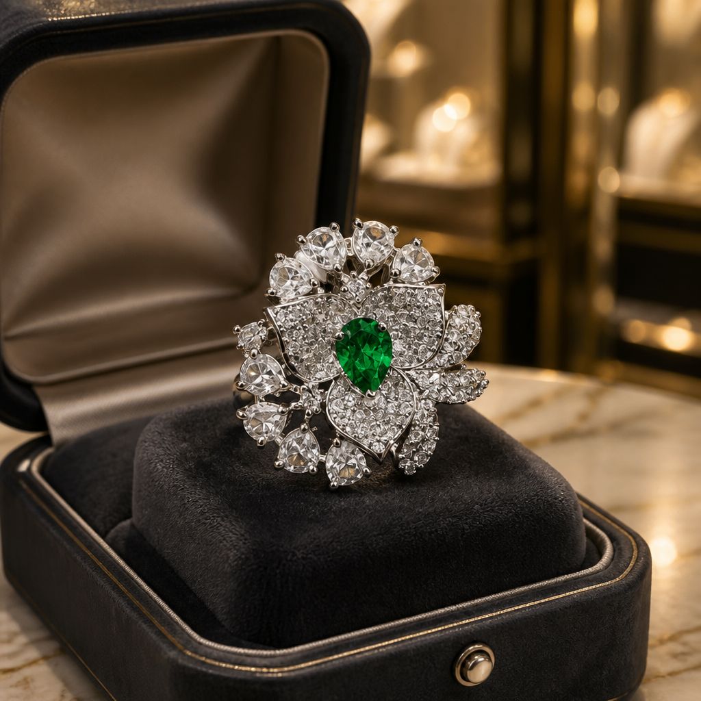 Emerald Blossom Ring