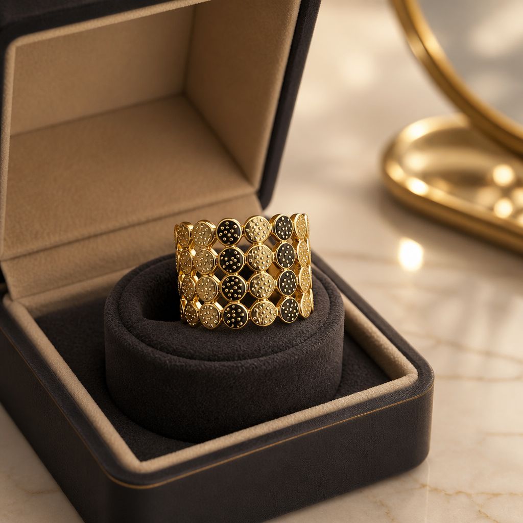 Golden Mosaic Statement Ring