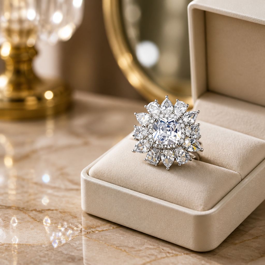 Snowflake Crystal Statement Ring