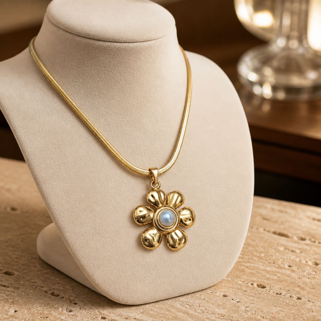 Golden Pearl Bloom Pendant