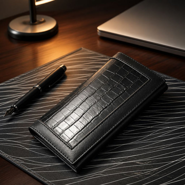 Classic Leather Long Black Wallet