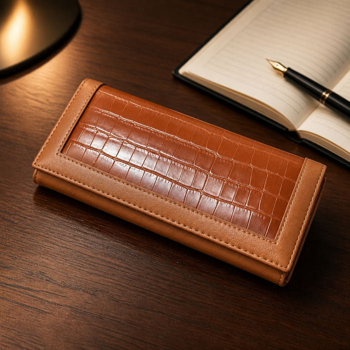 Classic Leather Long Brown Wallet