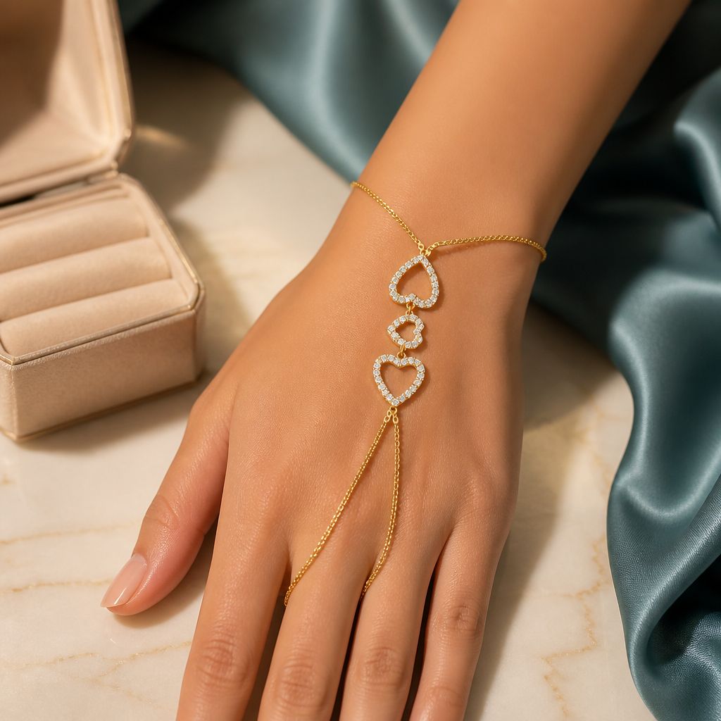 Crystal Heart Hand Angla Bracelet