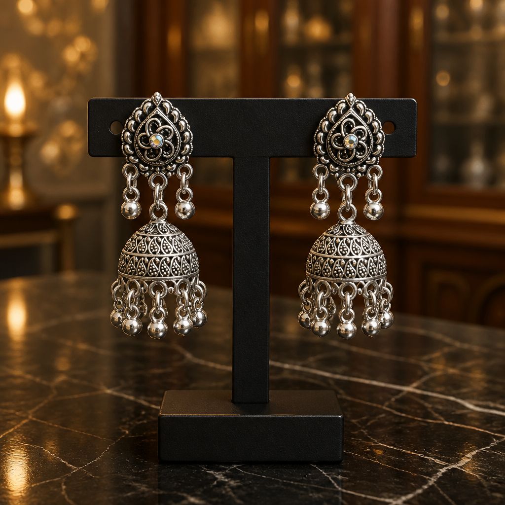Traditional Oxidized Jhumka Earrings
