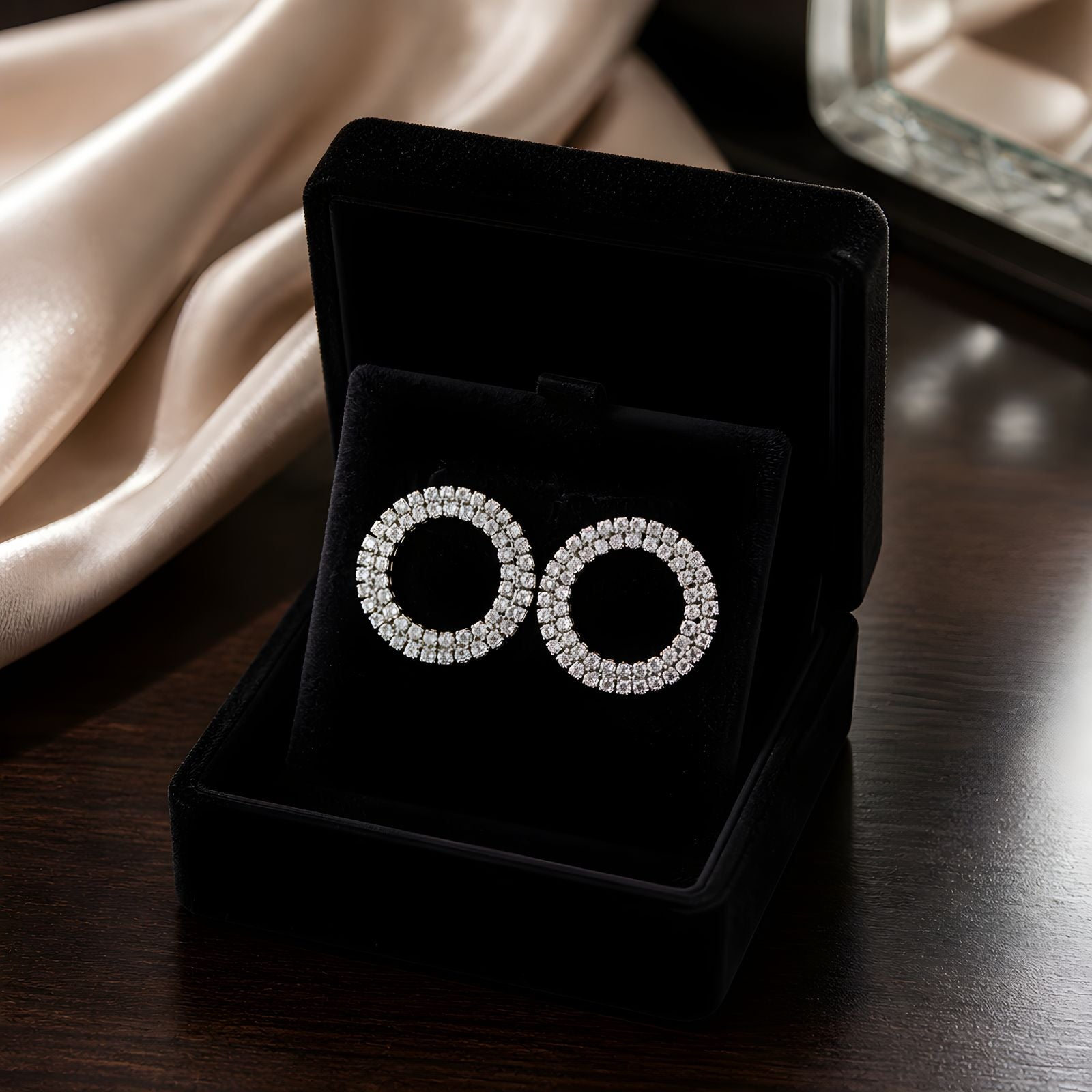 Crystal Circle Stud Earrings