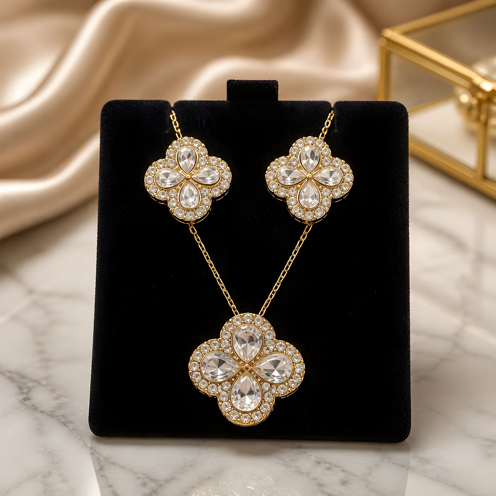 Crystal Floral Necklace Set