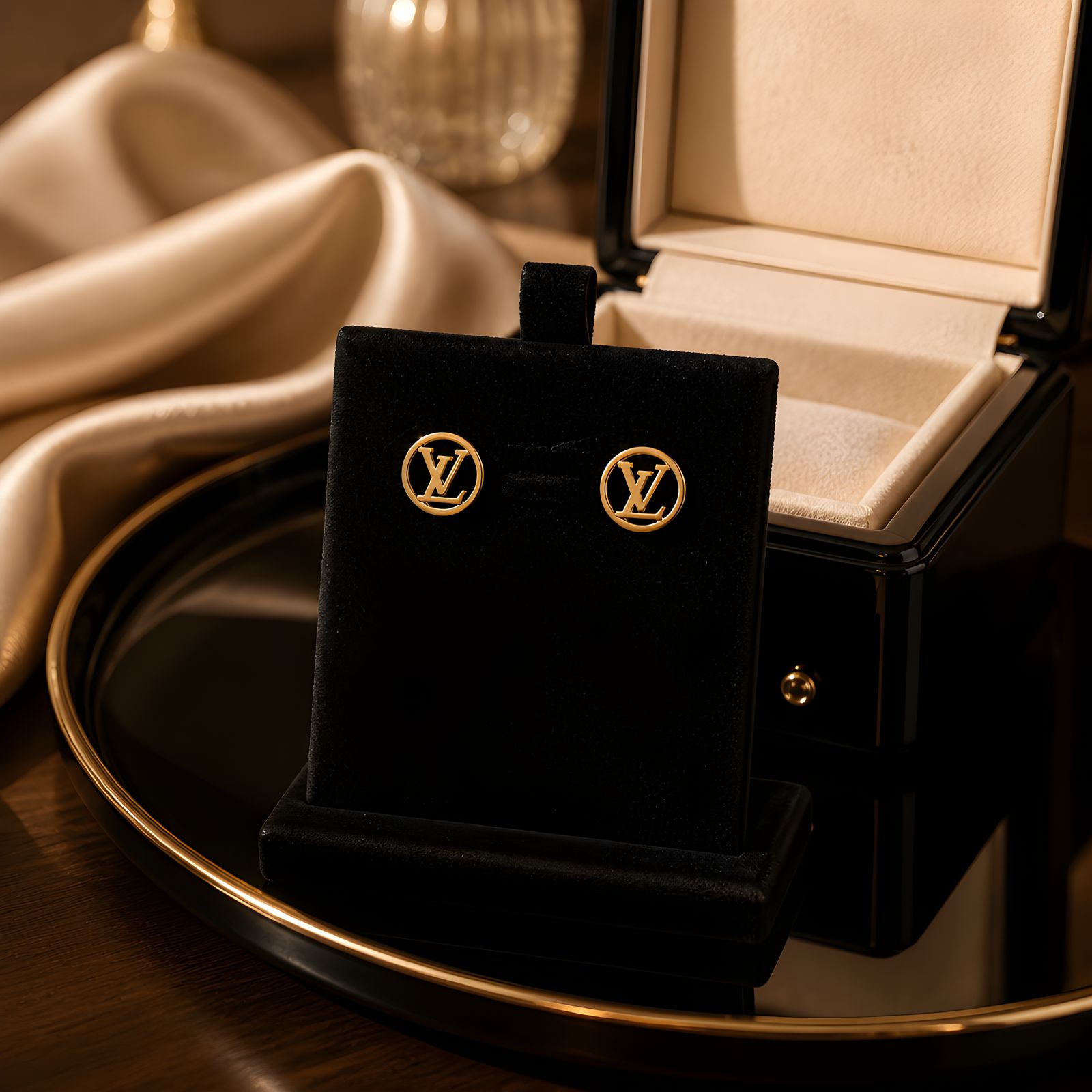 LV Logo Stud Earrings