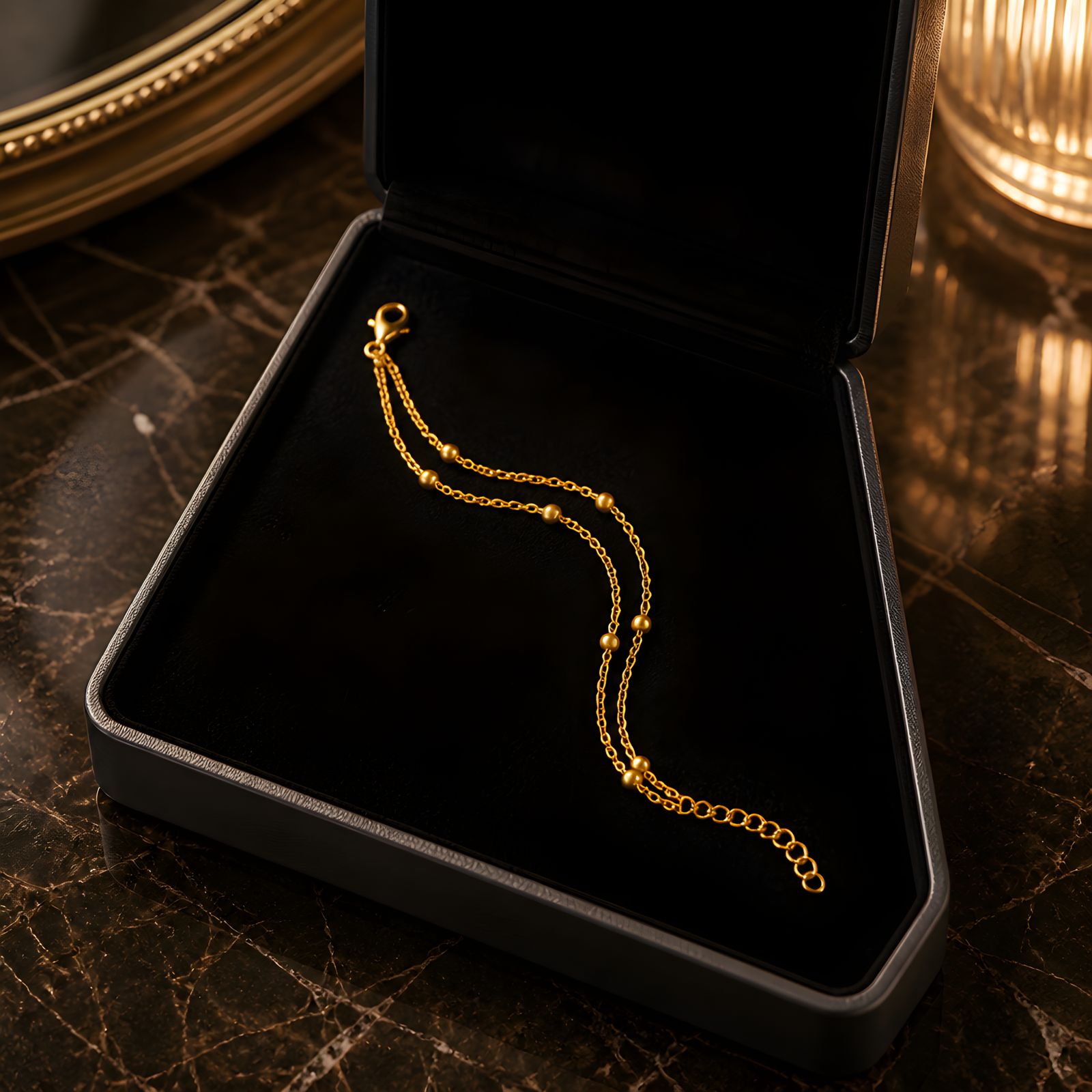 Golden Beaded Chain Bracelet