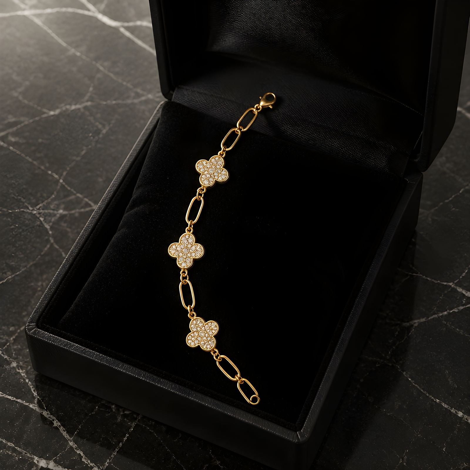 Crystal Clover Link Bracelet