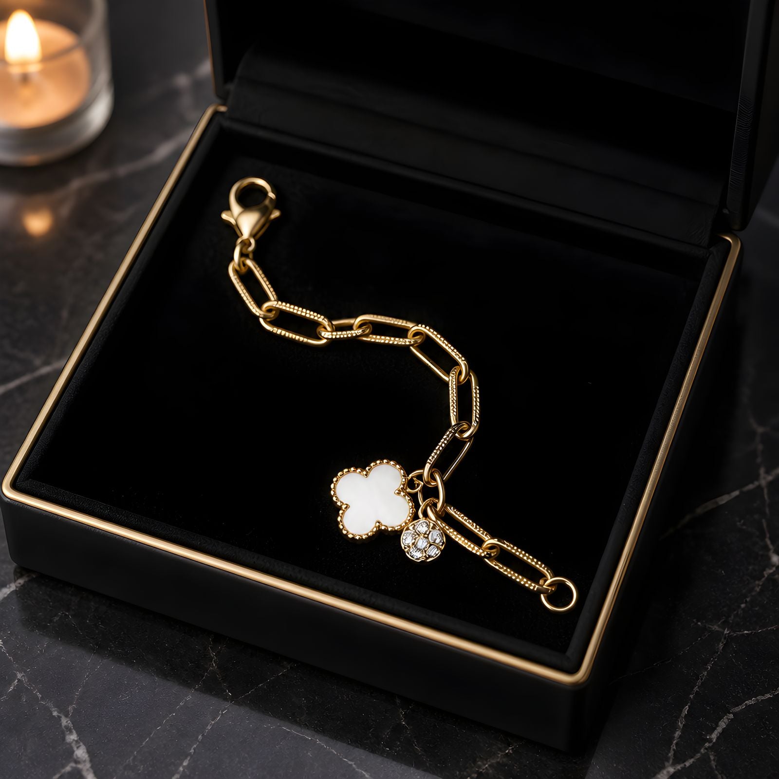 White Clover Charm Bracelet
