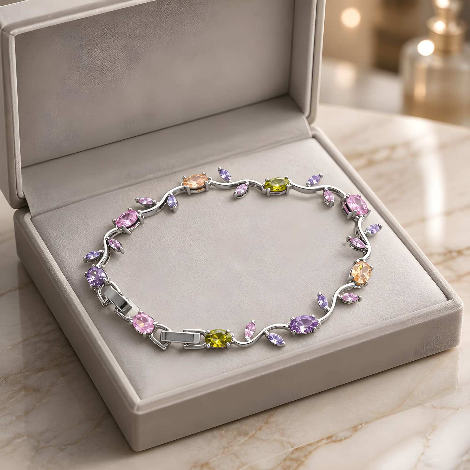 Crystal Vine Bracelet (Silver Multi-Color)