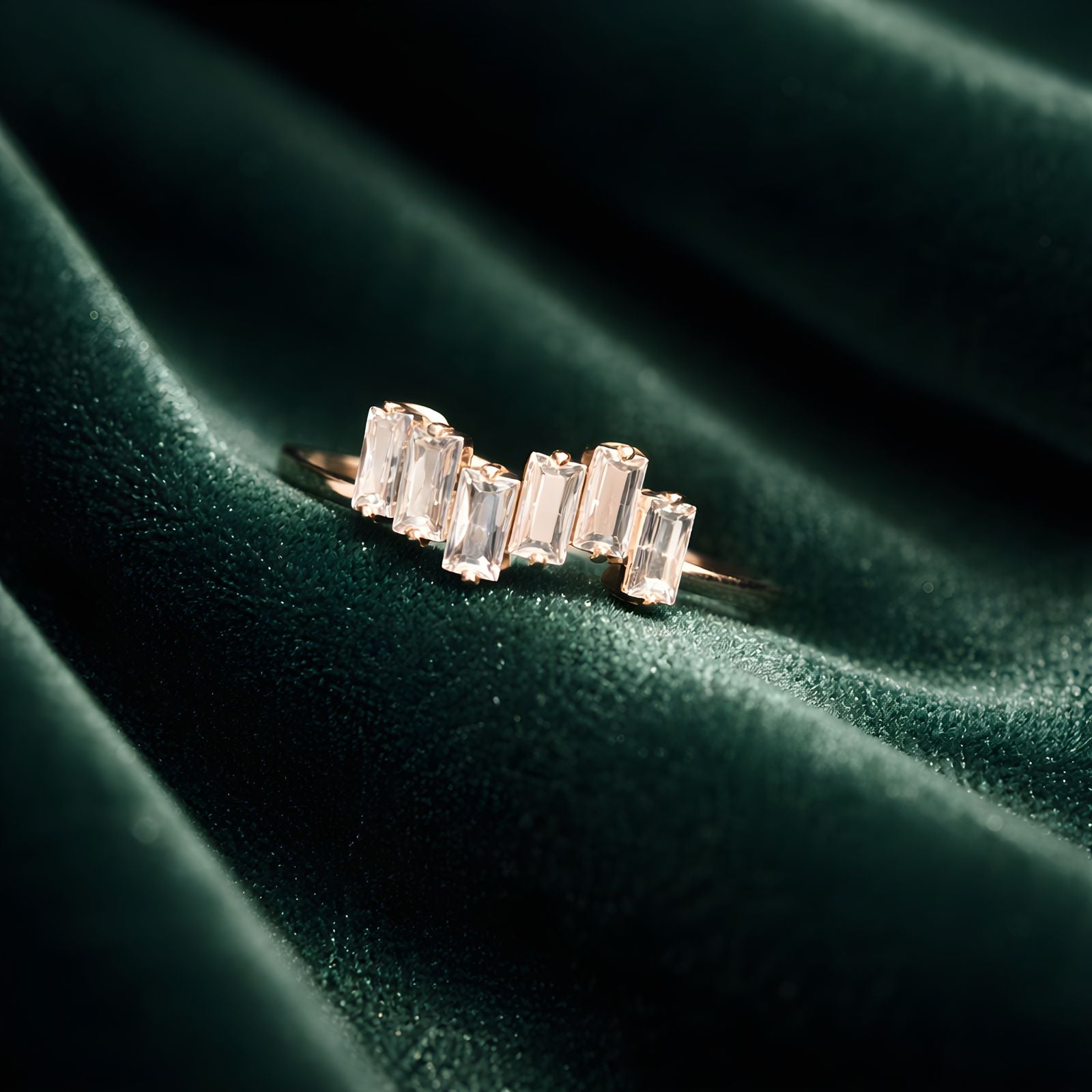 Golden Baguette Crystal Ring