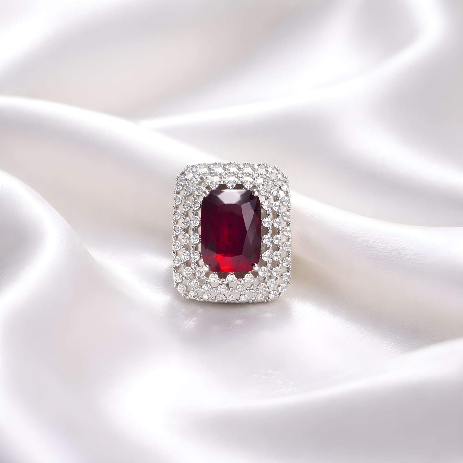 Ruby Halo Statement Ring