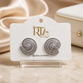 Silver Spiral Crystal Stud Earrings