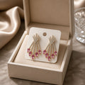Pink Crystal Fan Earrings