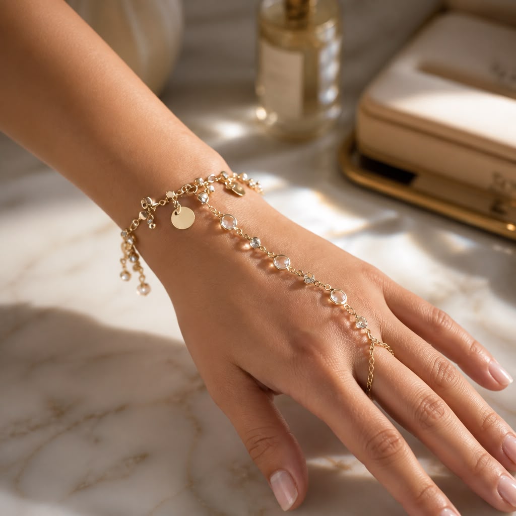 Elegant Pearl Chain Hand Bracelet