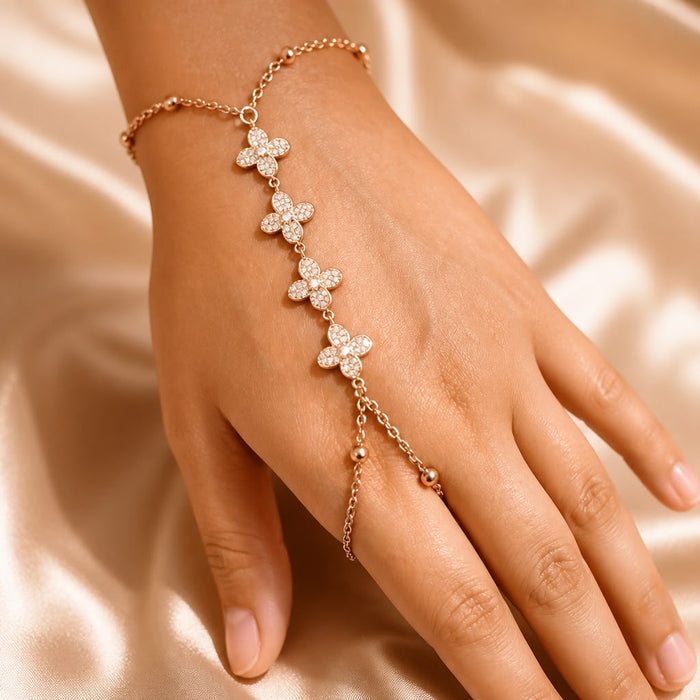 Crystal Flower Hand Chain Bracelet