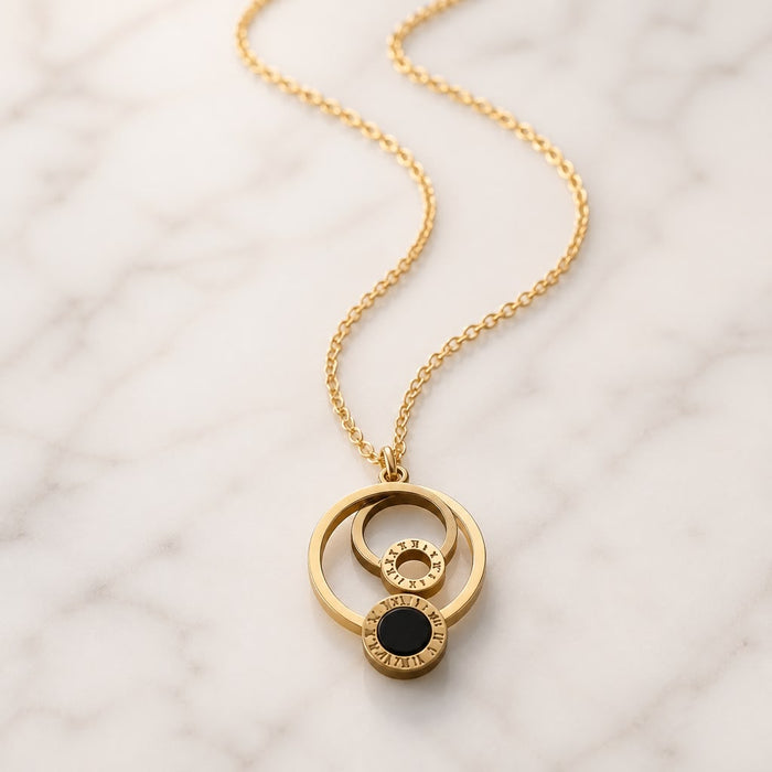 Roman Numeral Black Stone Pendant