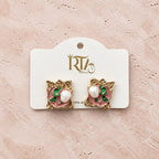 Elegant Floral Pearl Stud Earrings