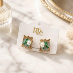 Elegant Floral Pearl Stud Earrings