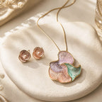 Floral Pendant Necklace & Earrings Set