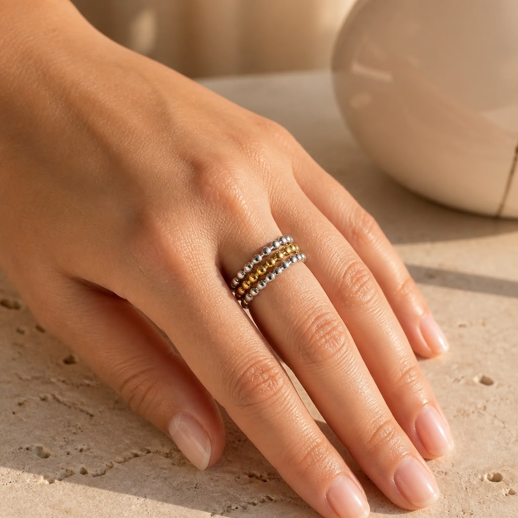 Triple Bead Stack Ring