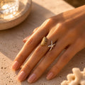 Dual Tone Seashell Starfish Ring