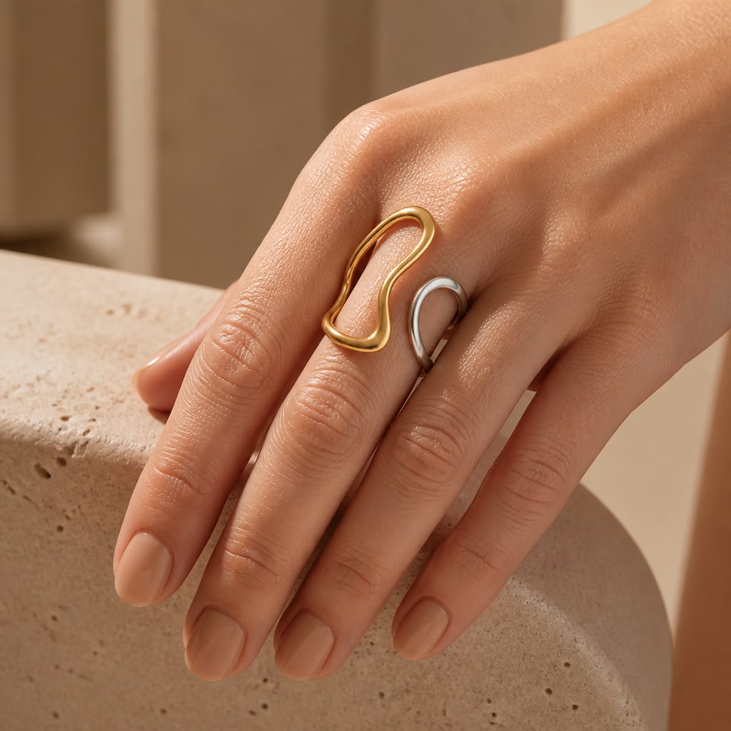 Twist Loop Dual Tone Open Ring