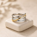 Interlocking Gold Silver Twist Ring