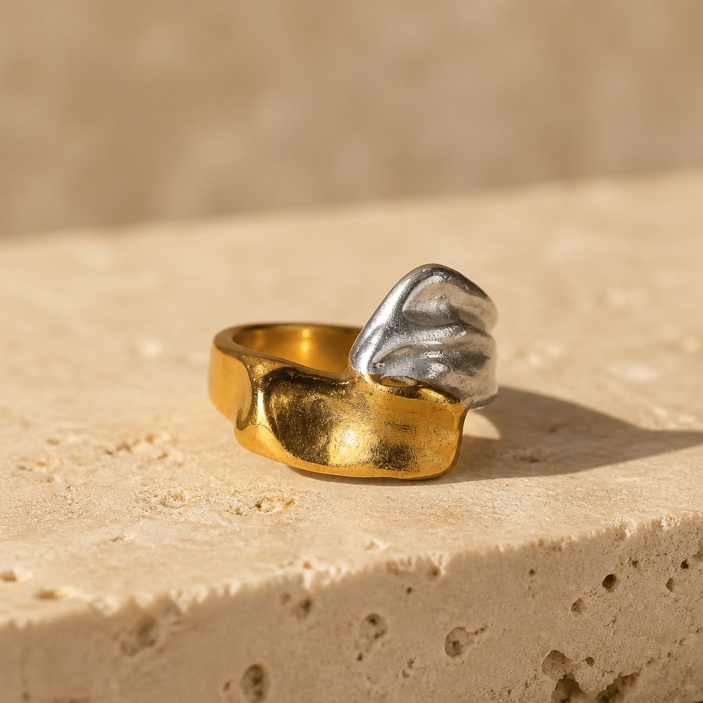 Molten Duo Tone Sculpted Ring
