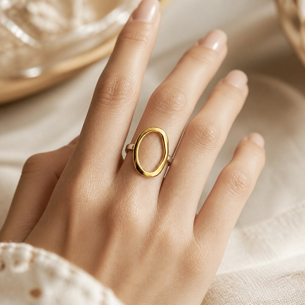 Minimal Oval Gold Statement Ring