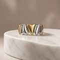 Golden Heart Wave Dual Tone Ring