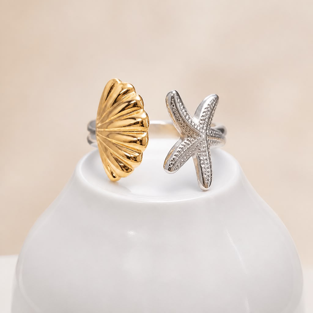 Ocean Bloom Dual-Tone Statement Ring