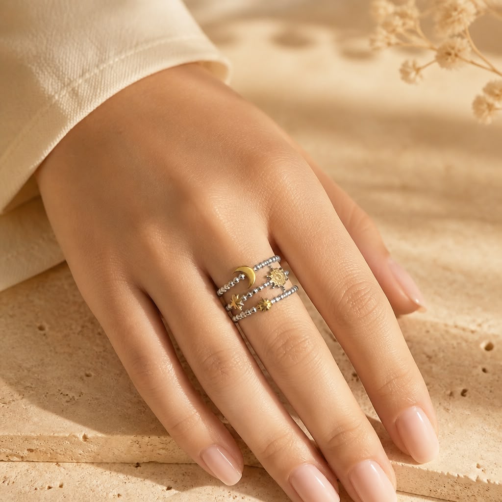 Celestial Charm Layered Beaded Ring
