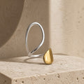 Golden Teardrop Twist Open Ring