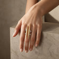 Golden Twin Spike Open Statement Ring
