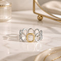 Golden Accent Geometric Link Statement Ring