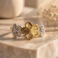 Trio Bloom Gold & Silver Floral Statement Ring
