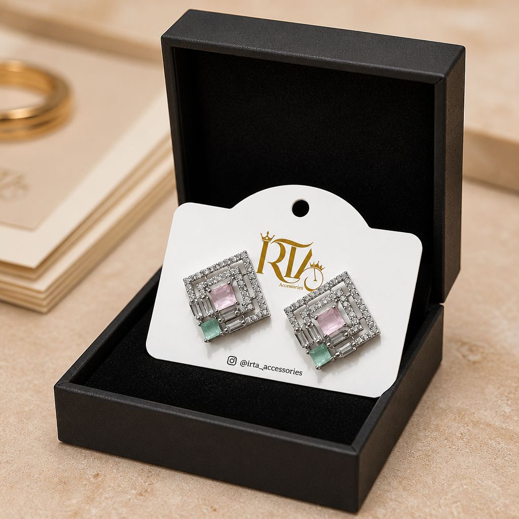 Luxury Geometric Crystal Stud Earrings