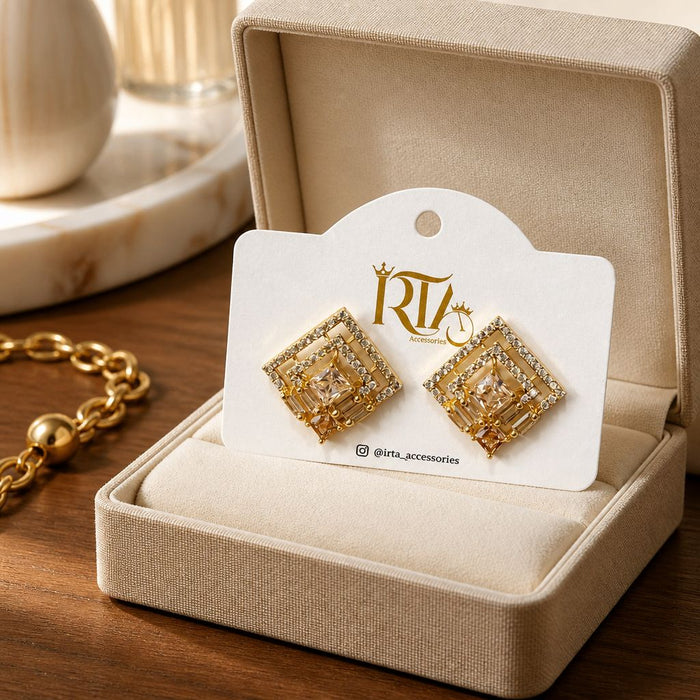 Luxury Geometric Crystal Stud Earrings
