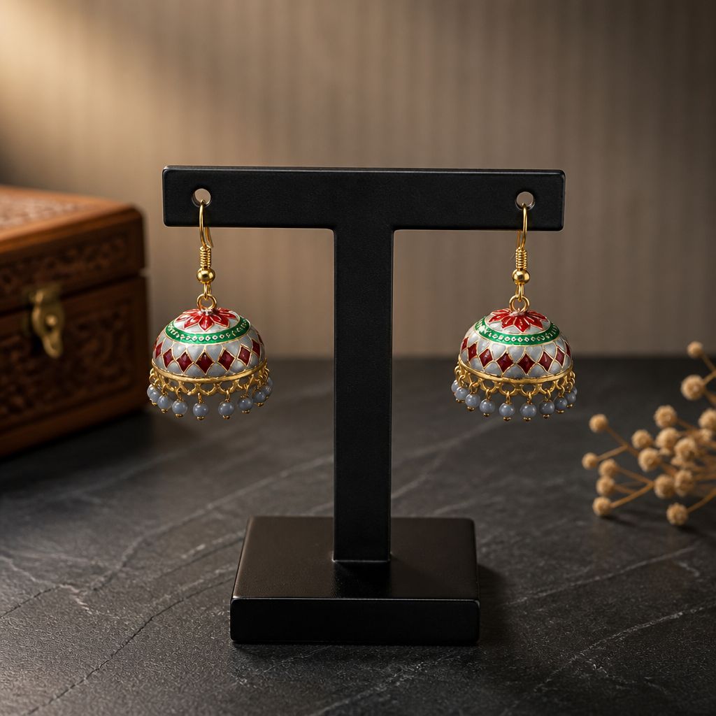 Royal Meenakari Jhumka Earrings