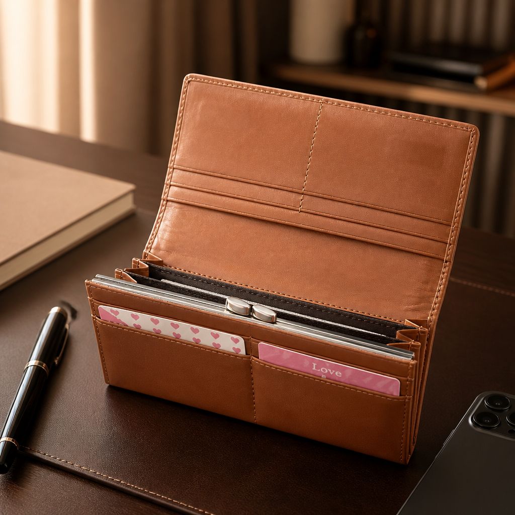 Classic Leather Long Brown Wallet
